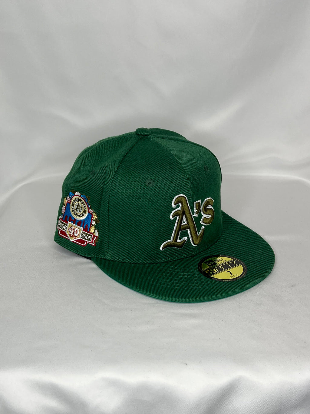 Oakland Athelthics MLB New Era 59FIFTY Fitted Hat 40th Year Anniversary Patch