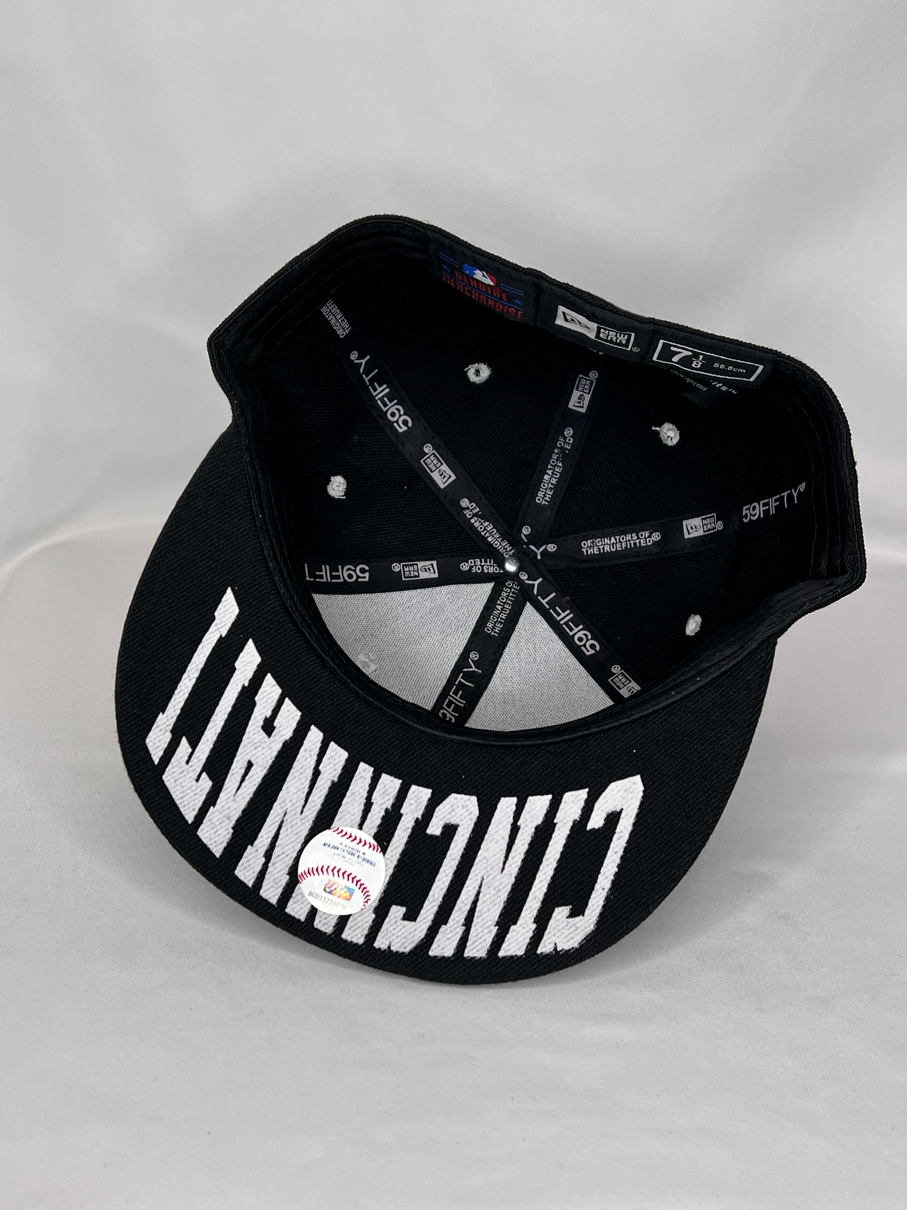 Cincinatti Reds MLB New Era 59FIFTY Fitted Hat Cincinatti Logo Underbrim