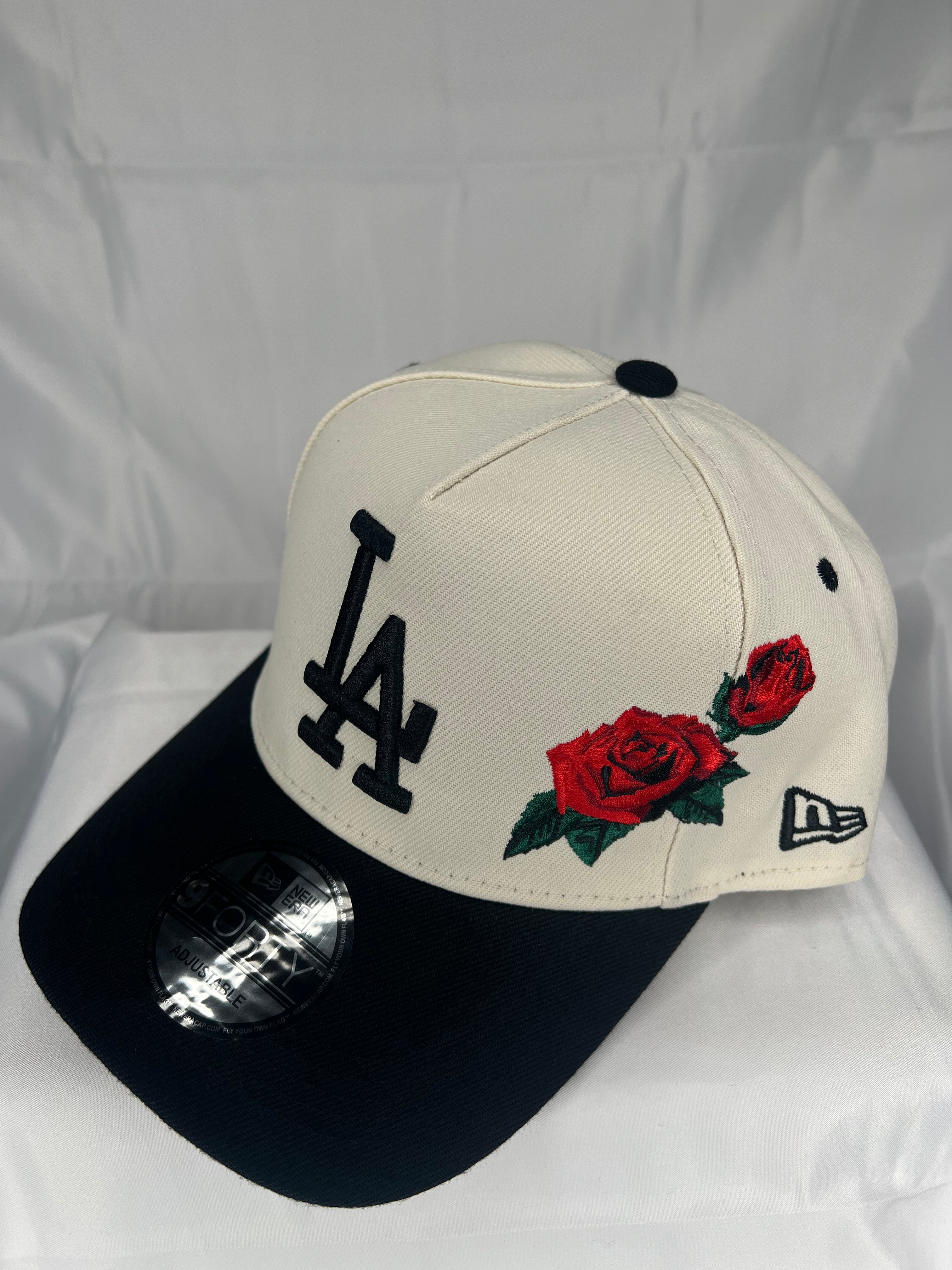 Los Angeles Dodgers MLB New Era 9forty A-Frame - Black & White Rose Edition