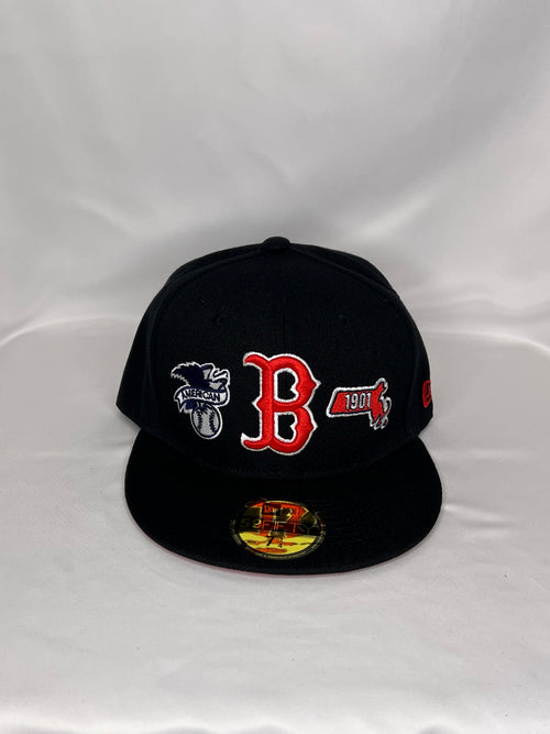 Boston Red Sock MLB New Era 59FIFTY Fitted Hat Multiple Patches