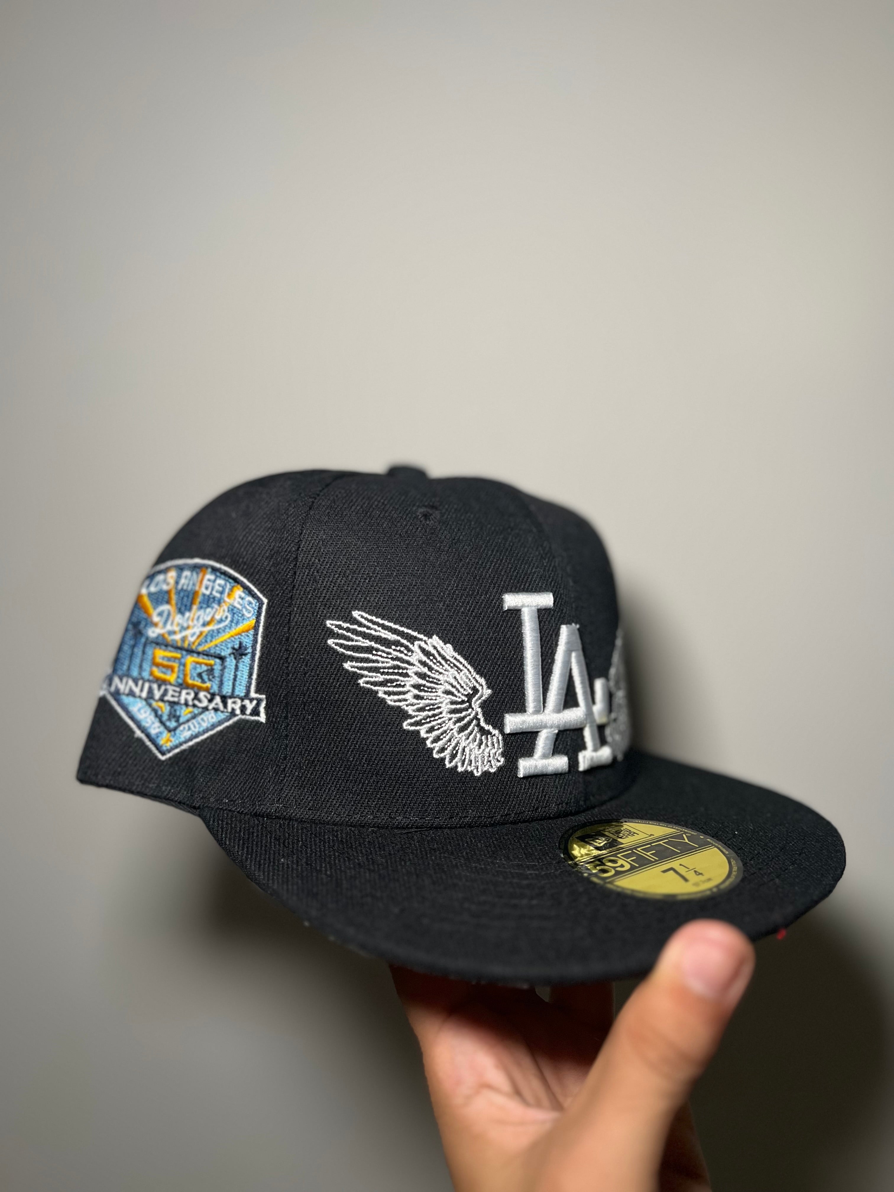 New Era Exclusive 59Fifty Fitted Hat| Black LA Dodgers Fitted 50th Anniversary Edition