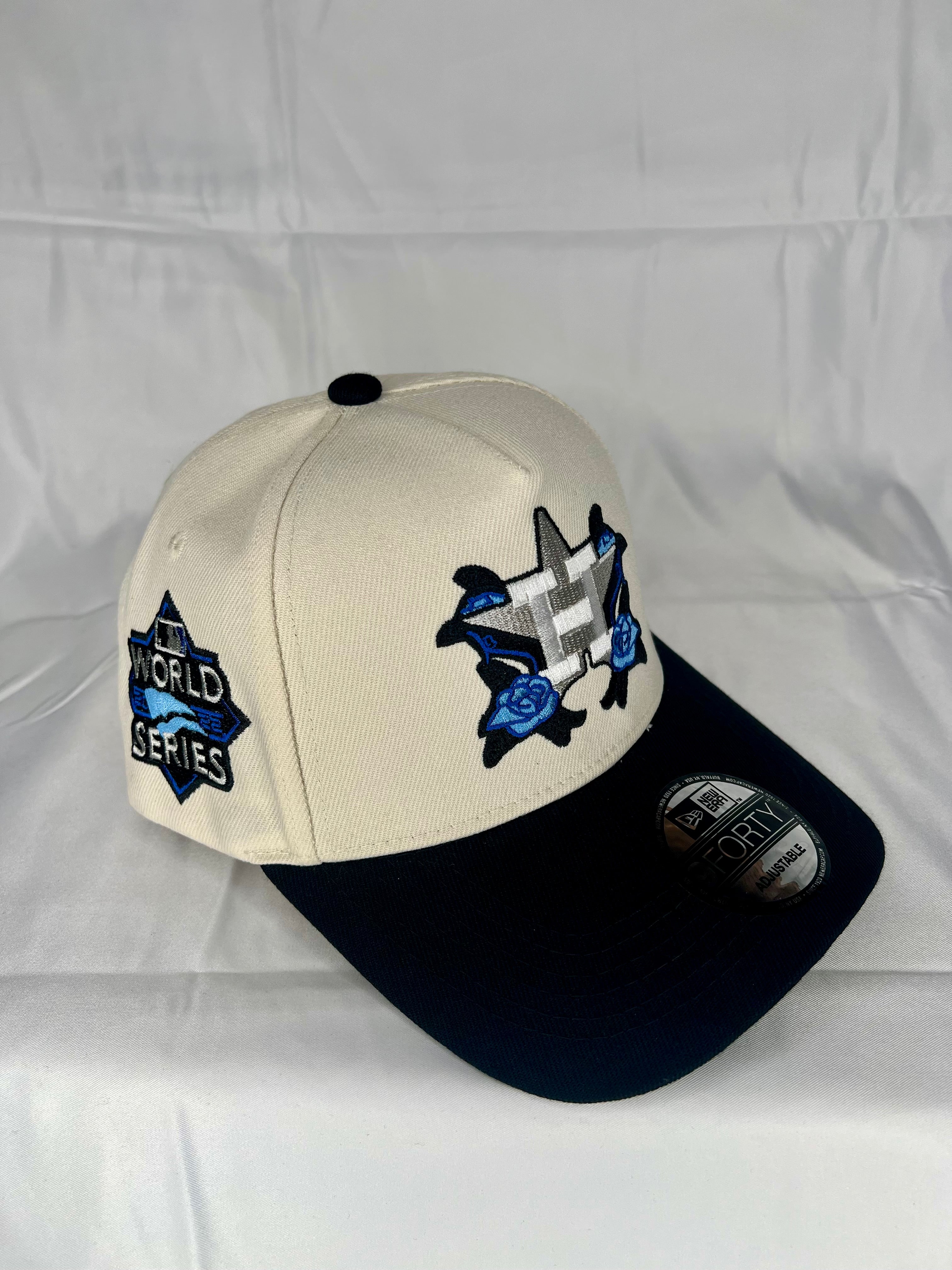 Houston Astros MLB New Era 9Forty A-Frame Snapback 2022 World Series Patch - White & Black Edition